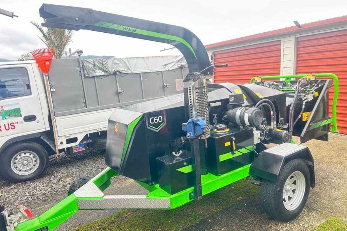 closeup of chipper used for professional hedge trimming Tauranga